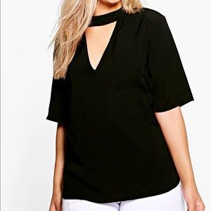 Plus Melody Open Neck Blouse